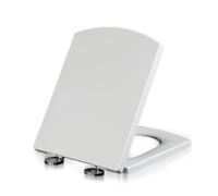 LIQONWAG Asientos de Inodoros, Asiento de Inodoro de Cierre Suave, Asiento de Inodoro Cuadrado, Asiento de Inodoro de Polipropileno Grueso con Bisagras Metálicas Ajustables de Liberación Rápida, Fácil