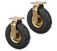 LIQONWAG Juego de 2 Ruedas Giratorias Resistentes de 8 Y 10 Pulgadas, Ruedas Neumáticas de Goma con Frenos Laterales, Ruedas Direccionales con Doble Rodamiento de Bolas, Capacidad de 250 Libras por Ru