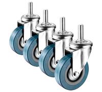 LIQONWAG Juego de 4 Ruedas Giratorias con Doble Bloqueo, Vástago Roscado M10/M12, 2,5/3 Pulgadas, Absorción Silenciosa, Rueda de Repuesto/Swivel/75Mm(3In) M12