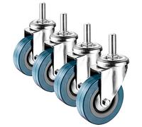 LIQONWAG Juego de 4 Ruedas Giratorias con Doble Bloqueo, Vástago Roscado M10/M12, 2,5/3 Pulgadas, Absorción Silenciosa, Rueda de Repuesto/Swivel/65Mm(2.5In) M12