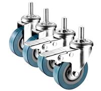 LIQONWAG Juego de 4 Ruedas Giratorias con Doble Bloqueo, Vástago Roscado M10/M12, 2,5/3 Pulgadas, Absorción Silenciosa, Rueda de Repuesto/Swivel+Brake/75Mm(3In) M12