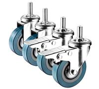 LIQONWAG Juego de 4 Ruedas Giratorias con Doble Bloqueo, Vástago Roscado M10/M12, 2,5/3 Pulgadas, Absorción Silenciosa, Rueda de Repuesto/Swivel+Brake/75Mm(3In) M10