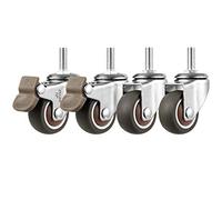 LIQONWAG Juego de 4 Ruedas Giratorias con Vástago Roscado, Ruedas Móviles de Goma Suave, Ruedas Lisas Y Antidesgaste, para Carritos, Muebles, Plataformas Rodantes Y Bancos de Trabajo./Brake+Universal/