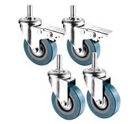 LIQONWAG Juego de 4 Ruedas Giratorias con Vástago Roscado, Silenciosas, de Pvc, para Muebles, Protegen el Suelo, Duraderas Y con Freno, para Carritos, Muebles Y Bancos de Trabajo./Swivel+Brake/75Mm/M1