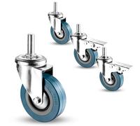 LIQONWAG Juego de 4 Ruedas Giratorias de 360 Grados con Freno, Ruedas de Pvc Silenciosas, con Bloqueo de Seguridad, Capacidad de Carga de 80 Kg, Antihuellas, para Muebles Y Carritos de Banco de Trabaj