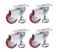 LIQONWAG Juego de 4 Ruedas Giratorias de Poliuretano para Muebles, Nivel Ajustable, Ruedas Giratorias para Muebles/Rosso/4Inch