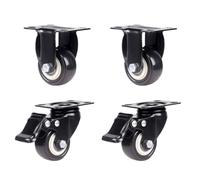 LIQONWAG Paquete de 4 Ruedas Giratorias Silenciosas de Alta Resistencia con Frenos para Muebles, Gabinetes Y Mesas de Centro./Black/1.5Inch