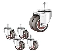 LIQONWAG Paquete de 5 Ruedas de Repuesto para Silla de Oficina, M11 X 22 Mm, Vástago de Montaje Giratorio de 2 Pulgadas, Doble Bloqueo, Ruedas de Goma Tpe Silenciosas./Swivel/50Mm (2Inch)