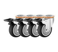LIQONWAG Ruedas de Caucho Termoplástico Resistentes de 3, 4 Y 5 Pulgadas (Paquete de 4), Silenciosas, sin Marcas en el Suelo, con Frenos, para Pernos M12 Y Orificio Superior./Brake/125Mm/5In