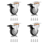 LIQONWAG Ruedas de Repuesto Resistentes de Placa - Paquete de 4, 3 Ruedas Giratorias de Caucho Termoplástico con Doble Bloqueo, para Carritos Y Muebles/Brake+Brake/125Mm/5In