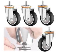 LIQONWAG Ruedas Giratorias con Frenos de Doble Bloqueo (Paquete de 4), Vástago Roscado M10/M12, Ruedas de Repuesto para Muebles/Swivel/75Mm-B