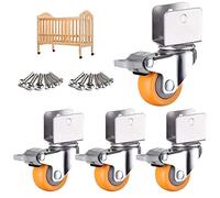 LIQONWAG Ruedas Giratorias de 1,5 Pulgadas Y 38 Mm, con Soporte en U para Muebles, de Nailon, Aptas para Cunas Y Camas, con Abrazadera en U Y Rotación de 360°, Universales, 4 Unidades/Brake/25Mm