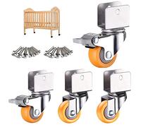 LIQONWAG Ruedas Giratorias de 1,5 Pulgadas Y 38 Mm, con Soporte en U para Muebles, de Nailon, Aptas para Cunas Y Camas, con Abrazadera en U Y Rotación de 360°, Universales, 4 Unidades/Swivel+Brake/18M