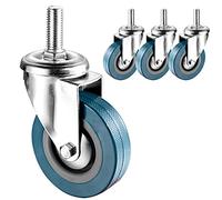 LIQONWAG Ruedas Giratorias de 2,5 Y 3 Pulgadas, Vástago Roscado M10/M12, Ruedas Silenciosas de Doble Bloqueo, Paquete de 4, Capacidad de Carga de 123 Kg para Muebles Y Herramientas de Bricolaje./Swive