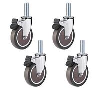 LIQONWAG Ruedas Giratorias de 4", Ruedas de Goma de 100 Mm, Vástago Roscado M10 X 25 Mm, Cubierta Antipolvo, Ruedas Resistentes de Repuesto para Carritos de Compra, Muebles, Plataformas Rodantes Y Ban