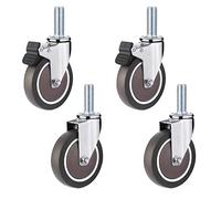 LIQONWAG Ruedas Giratorias de 4", Ruedas de Goma de 100 Mm, Vástago Roscado M10 X 25 Mm, Cubierta Antipolvo, Ruedas Resistentes de Repuesto para Carritos de Compra, Muebles, Plataformas Rodantes Y Ban