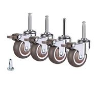 LIQONWAG Ruedas Giratorias de Goma Universales para Muebles, Polea con Freno, Ruedas Silenciosas, Aptas para Sillas de Muebles, Paquete de 4 Ruedas para Muebles/Bruin/1.5Inch