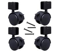 LIQONWAG Ruedas Giratorias para el Hogar con Polea de Freno Y Grapa, Paquete de 4, Ruedas para Muebles/Black/2Inch