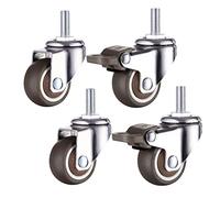 LIQONWAG Ruedas Giratorias para Muebles de 1,5 Pulgadas con Vástago Roscado, Diámetro de 38 Mm, de Goma Tpe, para Carrito de Compras, Juego de 4./Brake+Universal