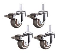 LIQONWAG Ruedas Giratorias para Muebles de 1,5 Pulgadas con Vástago Roscado, Diámetro de 38 Mm, de Goma Tpe, para Carrito de Compras, Juego de 4./Brake