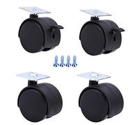 LIQONWAG Ruedas Giratorias Resistentes para Muebles, Juego de 4 Ruedas de Nailon para Silla de Oficina, Ruedas Dobles Giratorias, Capacidad de Carga de 50 Kg, Repuesto para Cunas./Universal+Brake/1In