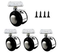 LIQONWAG Ruedas Giratorias Resistentes para Muebles, Juego de 4 Ruedas de Nailon para Silla de Oficina, Ruedas Dobles Giratorias, Soporte de Aleación, Capacidad de 80 Kg./Brake/1.5In