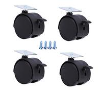 LIQONWAG Ruedas Giratorias Resistentes para Muebles, Juego de 4 Ruedas de Nailon para Silla de Oficina, Ruedas Dobles Giratorias, Capacidad de Carga de 50 Kg, Repuesto para Cunas./Brake/2In