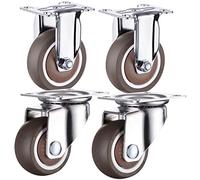 LIQONWAG Ruedas Giratorias Resistentes para Muebles, Paquete de 4, con Freno, de Goma Suave, con Placa Superior de Montaje de 360°./2Stand+2Swivel/25Mm