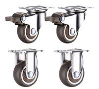 LIQONWAG Ruedas Giratorias Resistentes para Muebles, Paquete de 4, con Freno, de Goma Suave, con Placa Superior de Montaje de 360°./2Stand+2Brake/32Mm