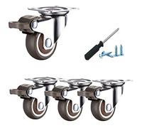 LIQONWAG Ruedas Giratorias Resistentes para Muebles, Ruedas con Placa, Ruedas con Freno, Ruedas de Goma Blanda para Muebles, Placa Superior de Montaje de 360°./Brake/38Mm