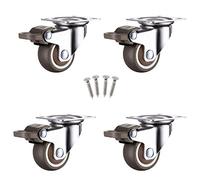 LIQONWAG Ruedas Giratorias Resistentes para Muebles, Ruedas Giratorias de 4 Placas, Ruedas con Freno, Ruedas de Goma para Muebles, con Tornillos Y Placa Superior de Montaje de 360°./Brake/1In