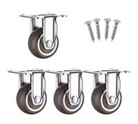 LIQONWAG Ruedas Giratorias Resistentes para Muebles, Ruedas Giratorias de 4 Placas, Ruedas con Freno, Ruedas de Goma para Muebles, con Tornillos Y Placa Superior de Montaje de 360°./Stand/1In