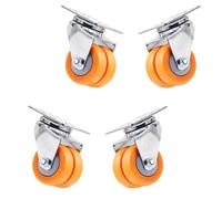 LIQONWAG Ruedas Giratorias Silenciosas de Doble, Universales, de Goma, para Muebles, Paquete de 4 Unidades/Orange/2Inch