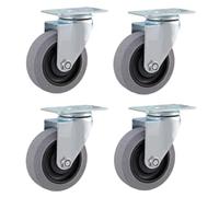 LIQONWAG Ruedas Giratorias Universales de Goma para Trabajo Pesado, Ruedas Industriales de Placa Estática, Juego de 4 Ruedas para Muebles/Grey/4Inch