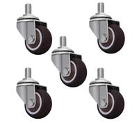 LIQONWAG Ruedas Giratorias Universales de Goma, Silenciosas, para el Hogar, Aptas para Carritos de Muebles, 5 Piezas/Bruin/1Inch