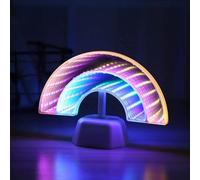 LIQS 3D Luz De Túnel de Espejo Infinito,Lámpara Nocturna Espejo,3D Luz de Señalización Creativa de Doble Cara (Arco Iris)