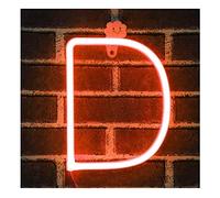 LIQS Logotipo de Neón con Letras LED,Batería y Alimentación USB Luz Nocturna de Neón Letrero de Neón Decorado Con Luces de Pared (D, Rojo)