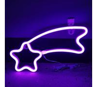 LIQS Logotipo de Neón LED,Letrero de Neón Luz Nocturna Luz de Neón LED Colgante en la Pared Suministro de Energía de la Batería USB Logotipo de Neón LED (Morado)