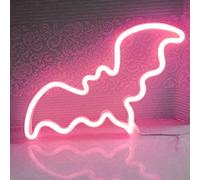 LIQS Logotipo de Neón LED,Letrero de Neón Luz Nocturna Luz de Neón LED Colgante en la Pared Suministro de Energía de la Batería USB Logotipo de Neón LED (Rosa)