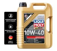 LIQUI MOLY Aceite de motor 10W-40 Leichtlauf aceite parcialmente sintético ACEA A3/B4 API SP 5L Compatible con PEUGEOT 208 I Hatchback CA, CC, TOYOTA AYGO WNB1, KGB1, NISSAN Qashqai II J11, J11, KIA