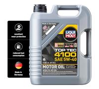 LIQUI MOLY Aceite de motor 5W-40 Top Tec Aceite sintetico ACEA C3 API SN API CF 4100 5L Compatible con VW Polo V Hatchback 6R1, 6C1 up! Hatchback 121, 122, BL1, BL2, BL3, 123, TOYOTA AYGO WNB1, KGB1