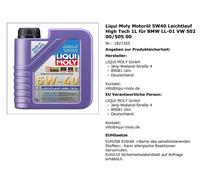 Liqui Moly aceite motor 5W40 Marcha Suave High Tech 1L para BMW LL-01 VW