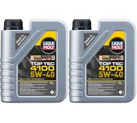 Liqui Moly Top Tec 4100 5W-40 - Aceite de Motor con tecnología de síntesis, 1 L, incoloro (Paquete de 2)