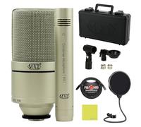 Liquid Audio MXL 990/991 - Paquete de micrófono de grabación clásico con cable de micrófono Pig Hog PHM10 de 8 mm, paño de pulido con filtro pop