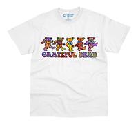 Liquid Blue Camiseta con diseño de Osos Bailarines con Texto en inglés Grateful Dead, Color Blanco, M para Hombre