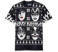 Liquid Blue - Camiseta de manga corta para hombre, diseño con texto "Kiss Merry Kissmas" - Negro - X-Large