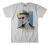 Liquid Blue Camiseta Unisex para Adultos estándar de David Bowie Sketch, Gris Jaspeado, L