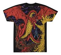 Liquid Blue Dragon Vintage All Over Print Camiseta de Manga Corta, Camisa, Negro, X-Large