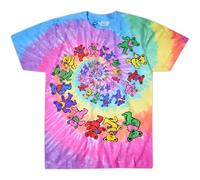 Liquid Blue Grateful Dead Spiral Bears Tie Dye Camiseta de Manga Corta Multi, L, Multicolor, L