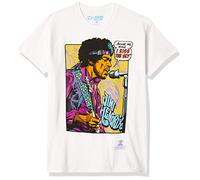 Liquid Blue Jimi Hendrix Pop Art 'Scuse Me While I Kiss The Sky - Camiseta, Blanco, L
